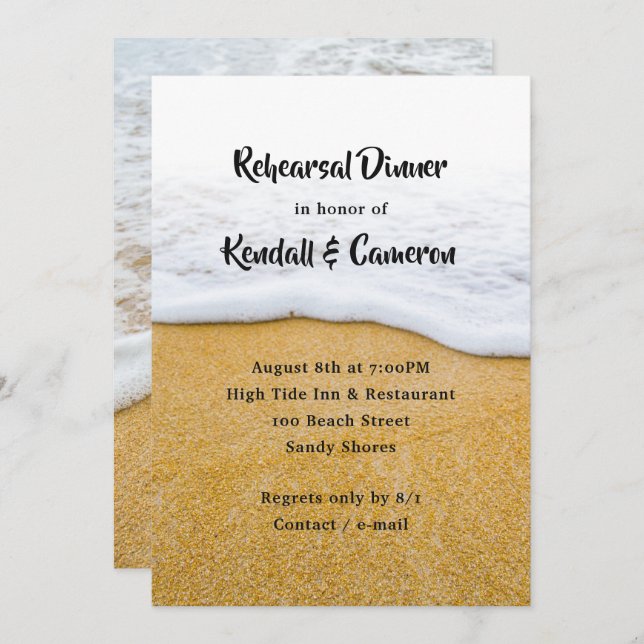 Beach Surf n Sand Rehearsal Dinner Invitation (Front/Back)