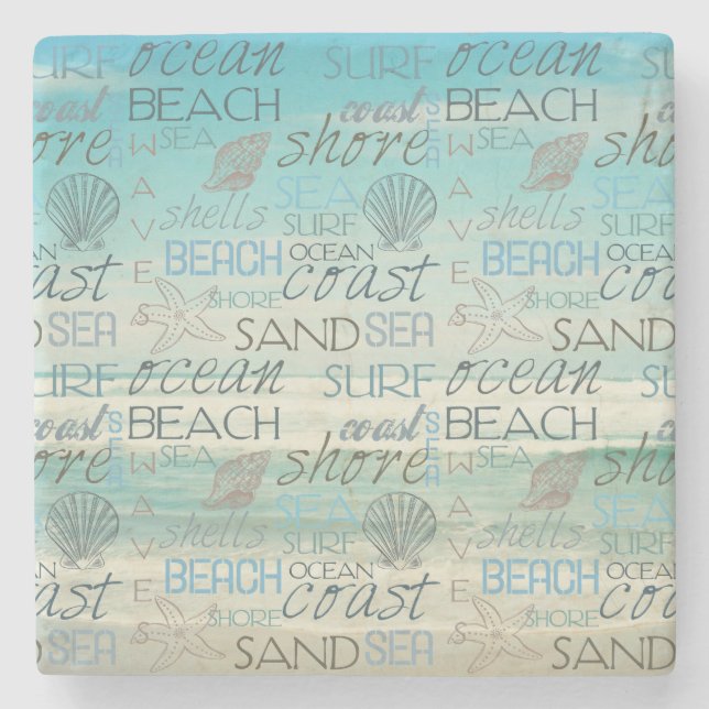 Beach Surf Sand Sea Stone Coaster (Front)