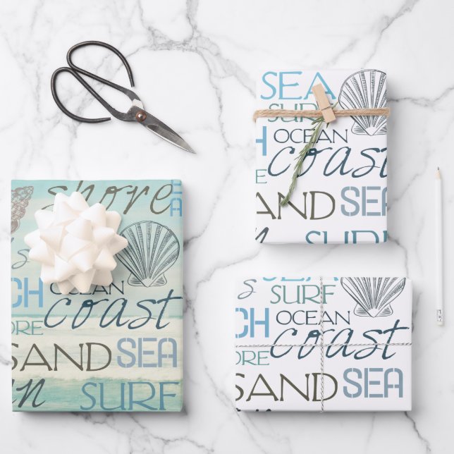 Beach Surf Sand Sea Wrapping Paper Sheet (Front)