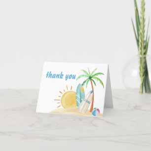 Beach Surfboard Sunshine Palm Tree Baby Shower  Thank You Card