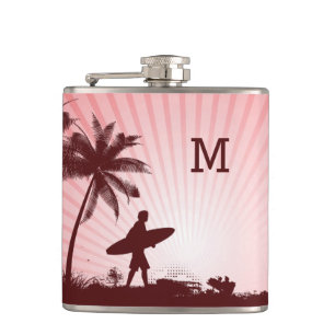 Beach Surfer custom monogram flask