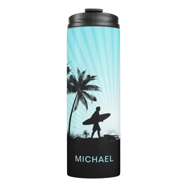Beach Surfer custom name tumbler (Front)