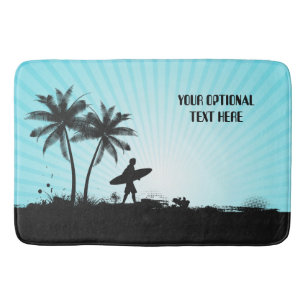 Beach Surfer custom text bath mats