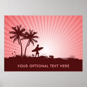 Beach Surfer custom text poster