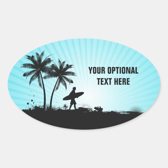 Beach Surfer custom text stickers (Front)