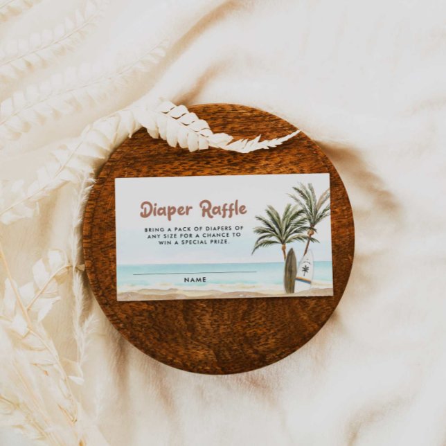 Beach Surfing Baby Shower Diaper Raffle Ticket Enclosure Card (Creator Uploaded)