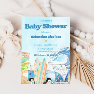 Beach Surfing Baby Shower Invitation
