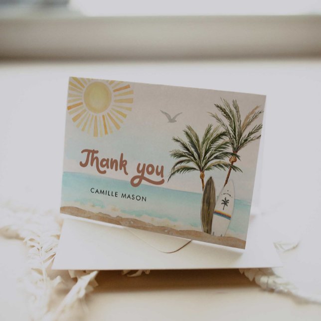 Beach Surfing Baby Shower Thank You Card (Creator Uploaded)