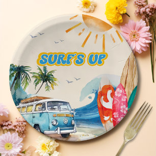Beach Surfing Birthday Party Paper Plates
