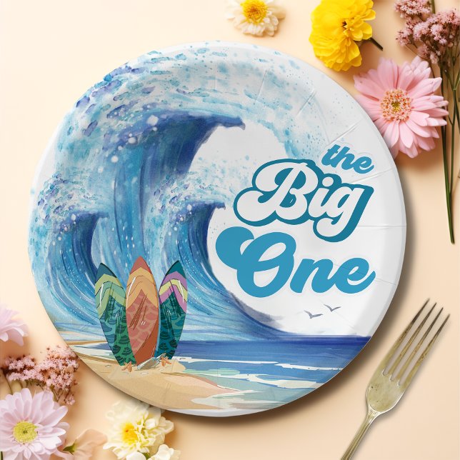 Beach Surfing Birthday Party Paper Plates (Creator Uploaded)