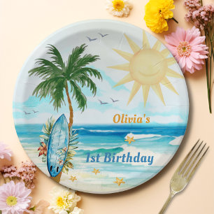 Beach Surfing Birthday Party Paper Plates