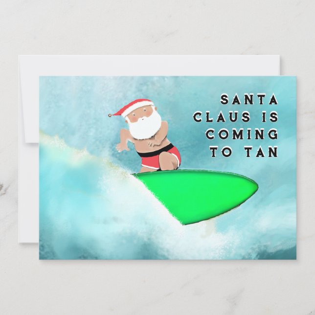 Beach Surfing Christmas Holiday Card (Front)