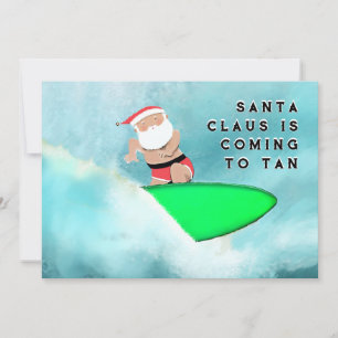Beach Surfing Christmas Holiday Card