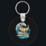 Beach Surfing Dinosaur T-rex Surfer Key Ring<br><div class="desc">Beach Surfing Dinosaur T-rex Surfer</div>