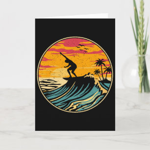 Beach Surfing Surfboard Tees Vintage Surfer Retro Card