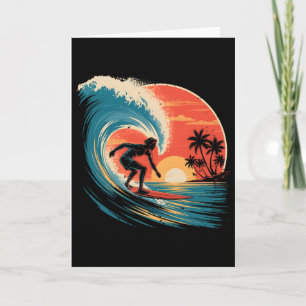Beach Surfing Surfboard Vintage Retro Surfboarder Card