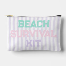 Beach Survival Kit Cute Pastel & Lavender Stripes 