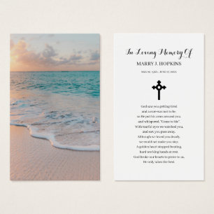 Beach Sympathy Funeral Memorial Prayer Cards