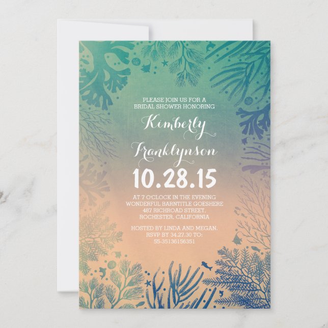 Beach Teal Ocean Underwater Bridal Shower Invitation (Front)