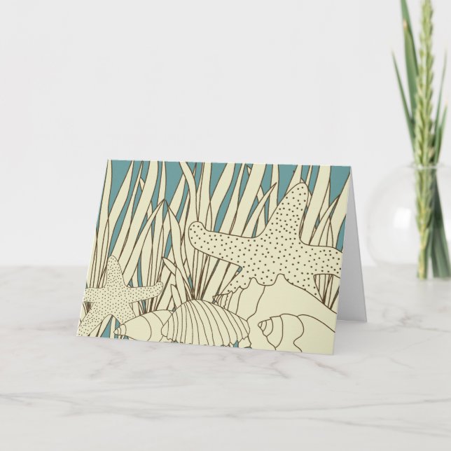 Beach Thank You Card - Blue, Brown & Cream (Front)