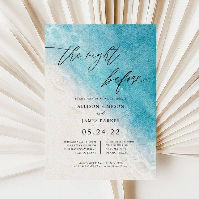 Beach The Night Before Rehearsal Dinner Invitation (Creator Uploaded)