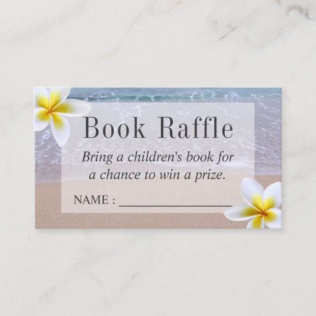 Beach Theme Baby Shower Book Raffle Tickets Enclosure Card (Front)
