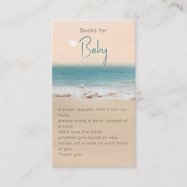 Beach Theme Books for Baby Shower Enclosure Card (Front)