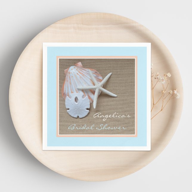 Beach Theme Bridal Shower Paper Napkins (Creator Uploaded)