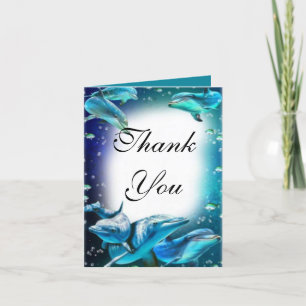 Beach Theme Dolphin Wedding Thank You Card