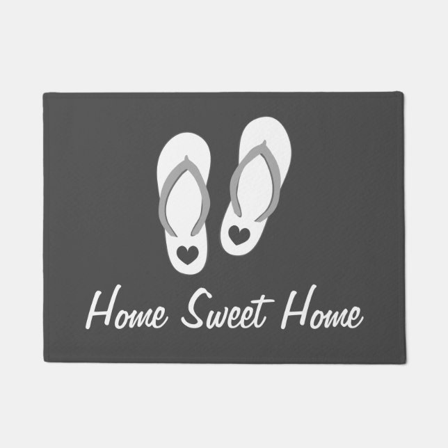 Beach theme door mat with flip flops and quote (Front)