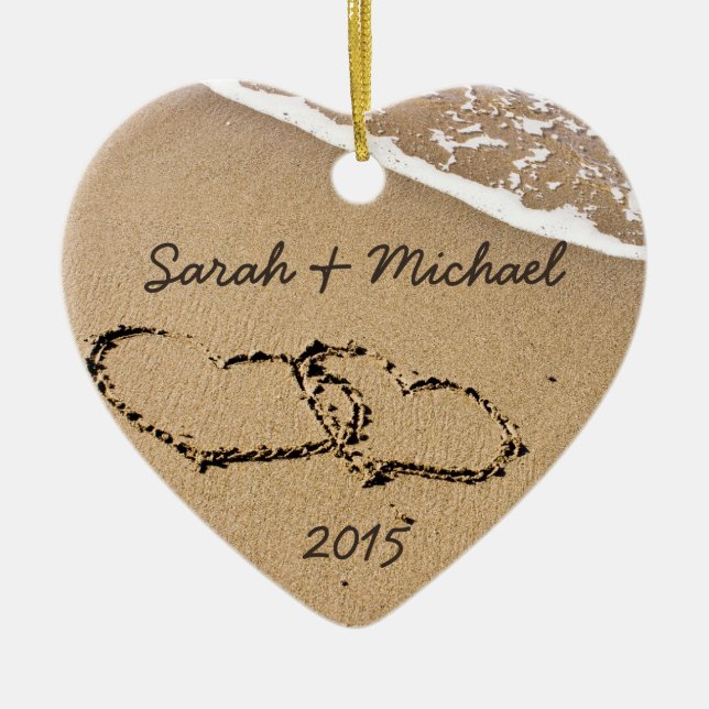 Beach Theme First Christmas Ornament (Front)