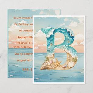 Beach Theme Initial Birthday Digital Download Invitation