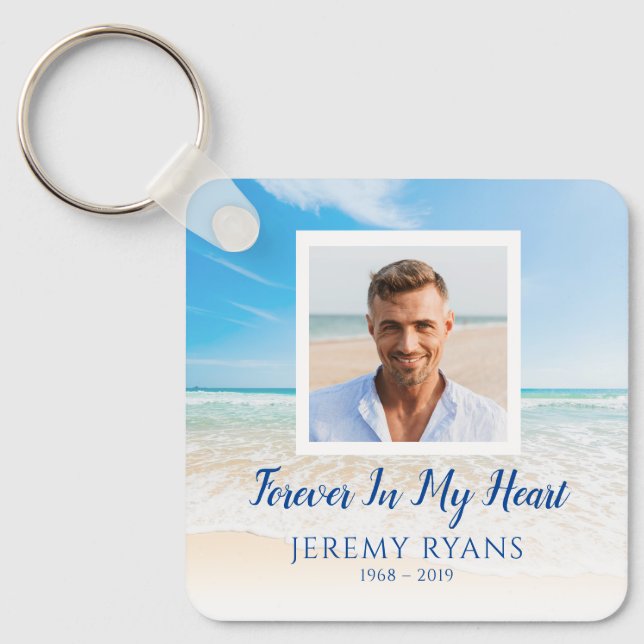 Beach Theme Memorial Keepsake Keychain (Front)