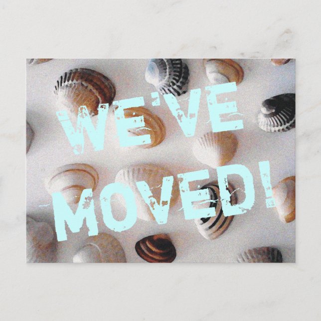 Beach theme moving postcard with sea shells (Front)