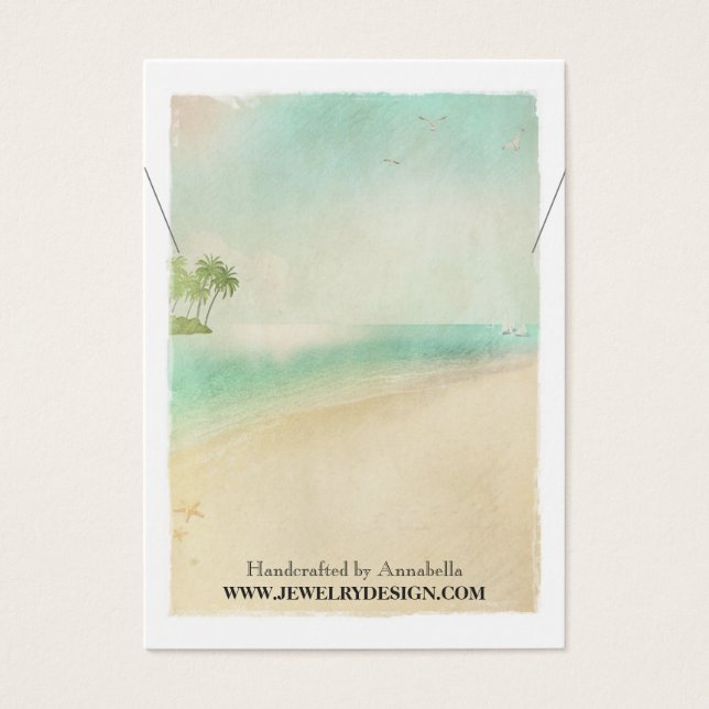 Beach Theme Necklace Holder Custom Jewellery Card (Front)