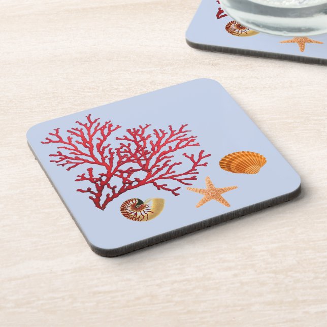 Beach theme party plastic coasters (Left Side)