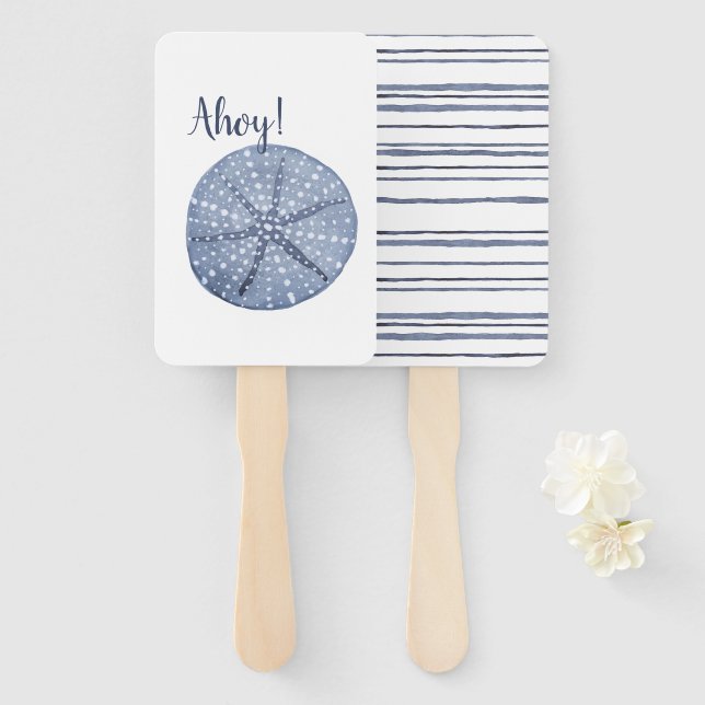 Beach Theme Party Watercolor Hand Fan (Front and Back)