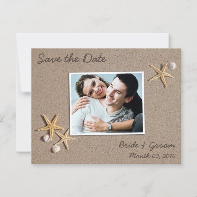 Beach Theme Save the Date Photo Cards (Front)