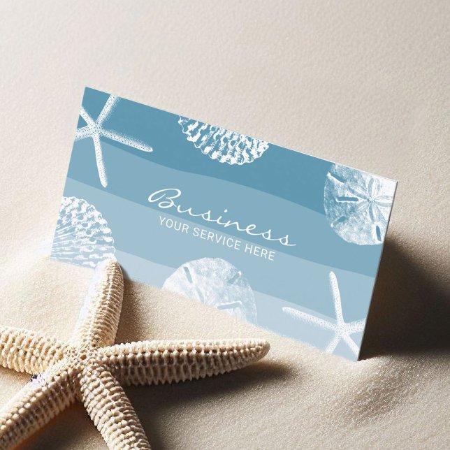 Beach Theme Seashells Elegant Shades of Blue Business Card (Creator Uploaded)