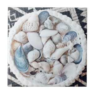 Beach Theme Shells Carpet Texture Basket Ceramic Tile