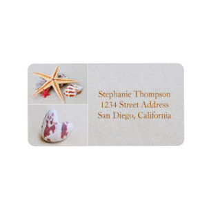 Beach Theme Starfish and Heart Address Label
