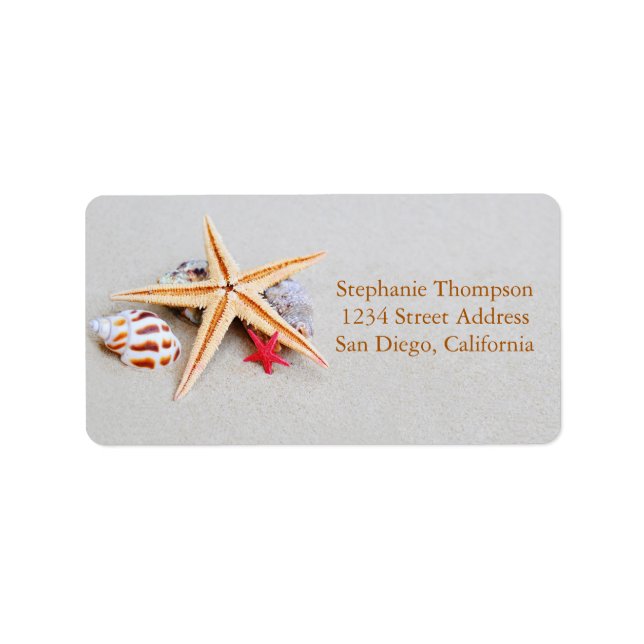 Beach Theme Starfish and Seashell Address Label (Front)