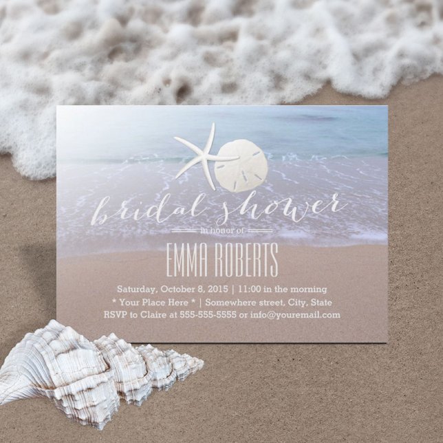 Beach Theme Starfish & Sand Dollar Bridal Shower Invitation (Creator Uploaded)
