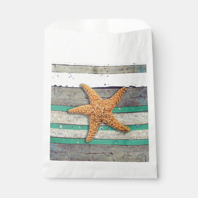 Beach Theme Starfish Wedding Rustic Favour Bag (Front)