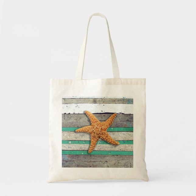 Beach Theme Starfish Wedding Rustic Tote Bag (Front)