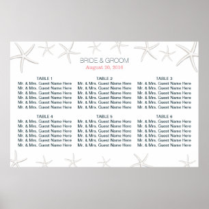 Beach Theme Starfish Wedding Seating Chart