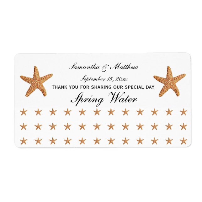 Beach Theme Sugar Starfish Pattern Water Labe (Front)