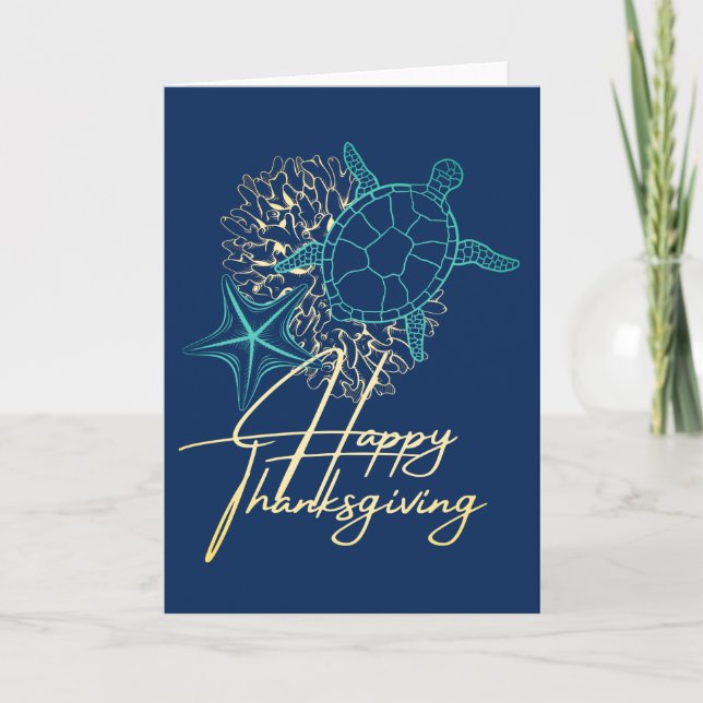Beach Theme Thanksgiving Seaside Holiday Card (Front)