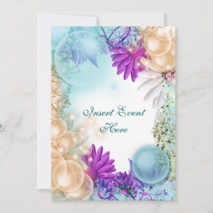 Beach theme tropical elegant party invitation