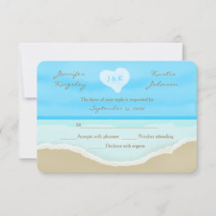 Beach Theme Watercolor RSVP Wedding Invitation